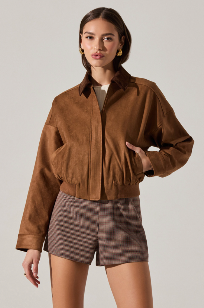 Suede Jacket with Corduroy Collar by ASTR