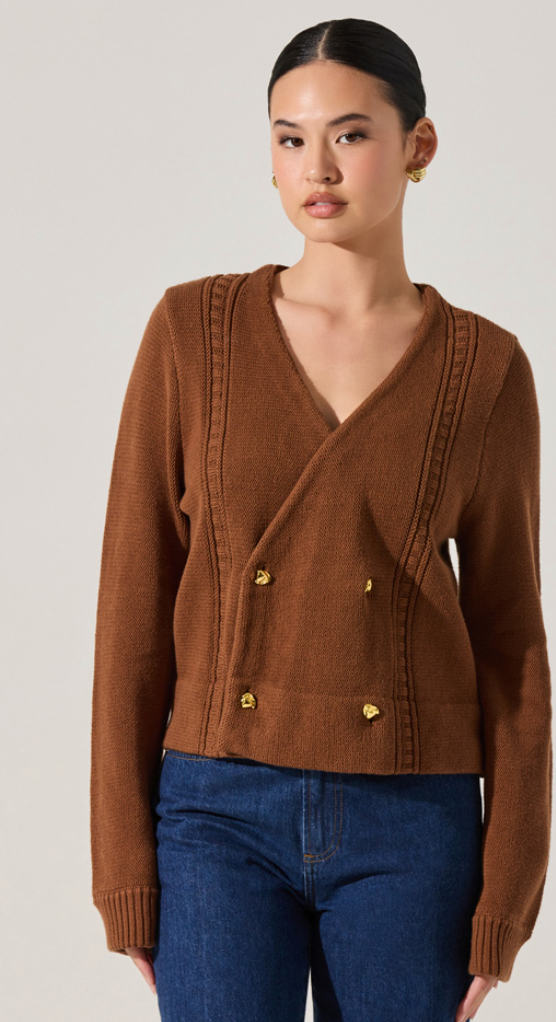 Merritt Brown Button Down Cardigan by ASTR