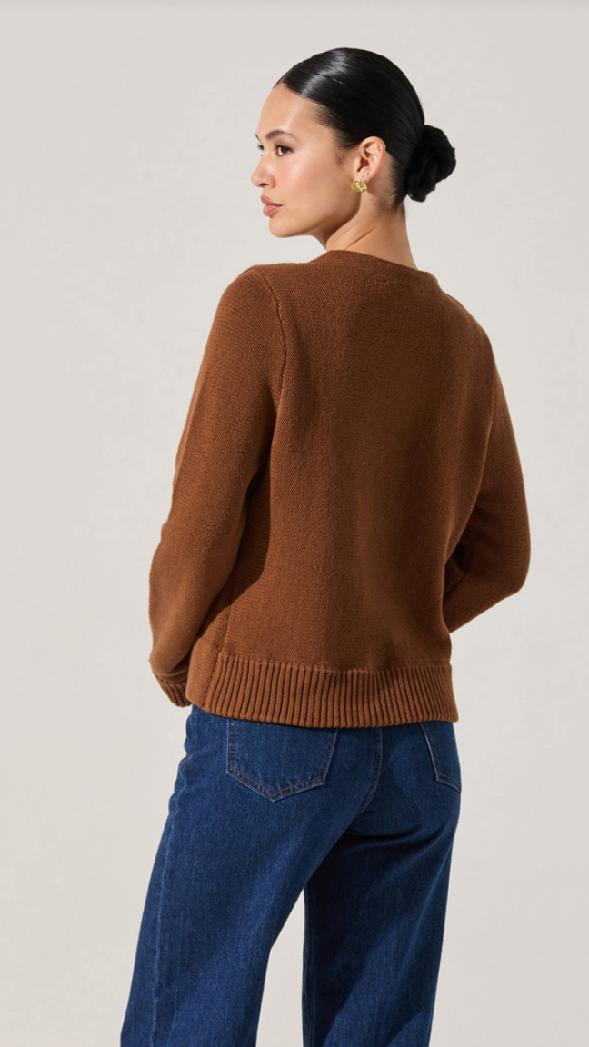 Merritt Brown Button Down Cardigan by ASTR