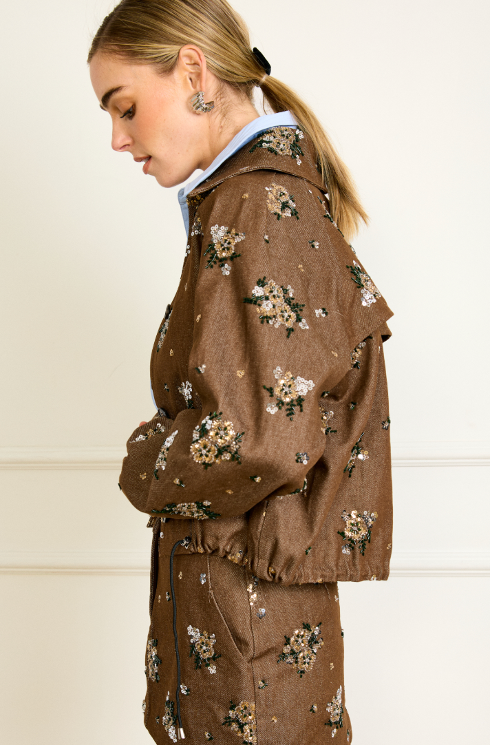 Harriet Sequin Jacket in Brown by Line and Dot