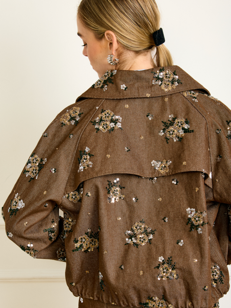 Harriet Sequin Jacket in Brown by Line and Dot