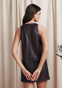 Vegan Leather Studded Dress by Saylor