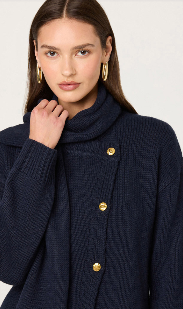 Jackeline Navy Button Down Cardigan by ASTR the Label