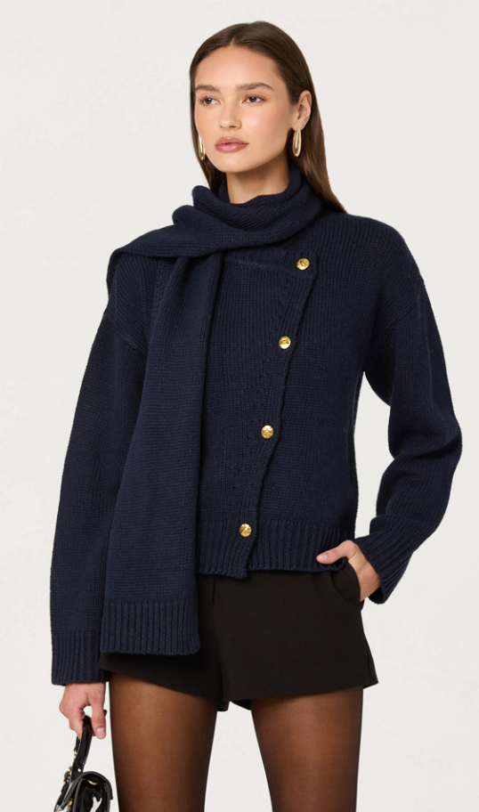 Jackeline Navy Button Down Cardigan by ASTR the Label
