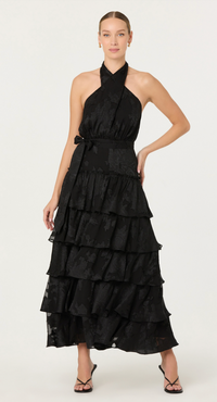 Halter Ruffle Black Maxi Dress by ASTR the Label