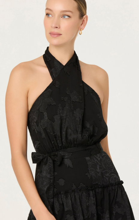 Halter Ruffle Black Maxi Dress by ASTR the Label