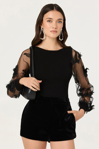 Megan Black Organza Sheer Long Sleeve Top by ASTR the Label