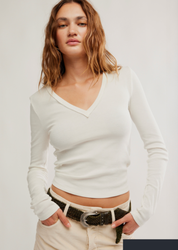 Neria Long Sleeve V Neck Top by Free People