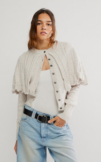 Grey Button Down Sweater Shawl by Free People