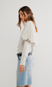 Grey Button Down Sweater Shawl by Free People