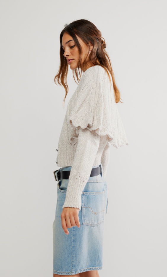 Grey Button Down Sweater Shawl by Free People