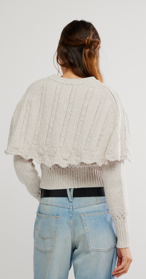 Grey Button Down Sweater Shawl by Free People