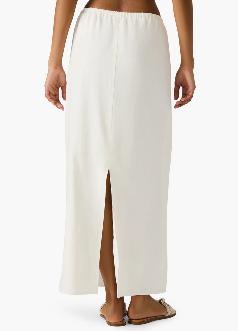 Cadi Linen Maxi Skirt in Ivory and Black by Steve Madden