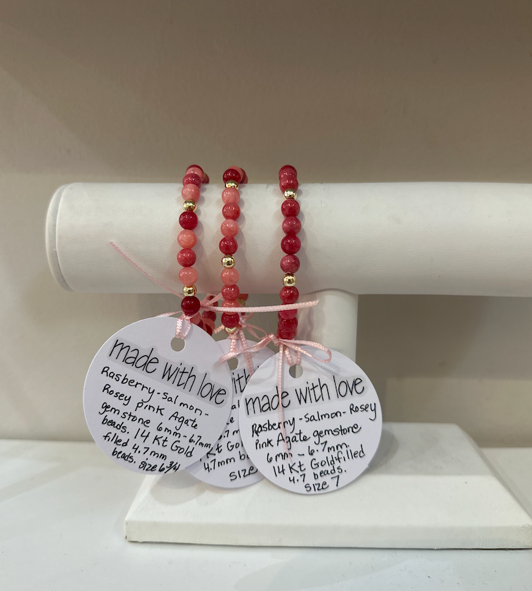 Pink Agate Gemstone Bracelet by Kimberly Aman