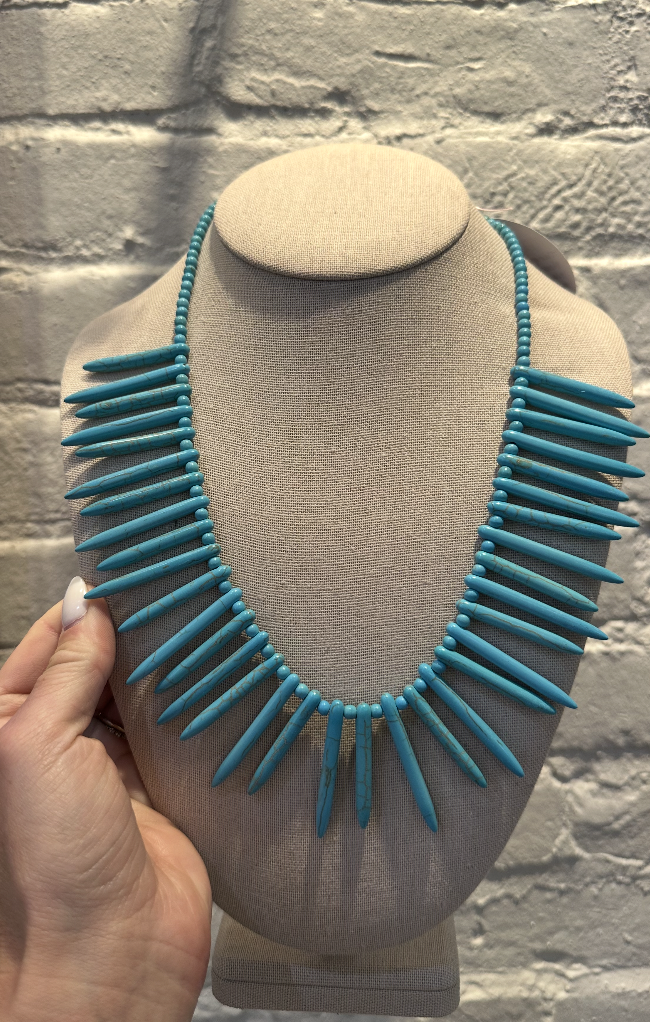 Turquoise colored Howlite Dagger Necklace by Kimberly Aman