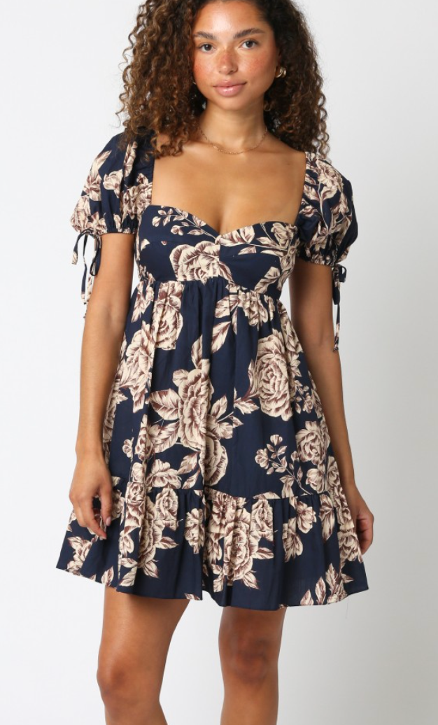 Puff Sleeve Babydoll Mini Dress