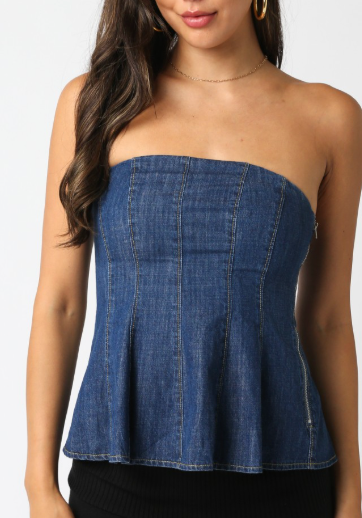 Denim Flare Top