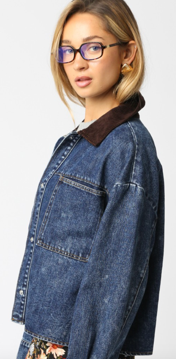 Denim Jacket with Collar Detail