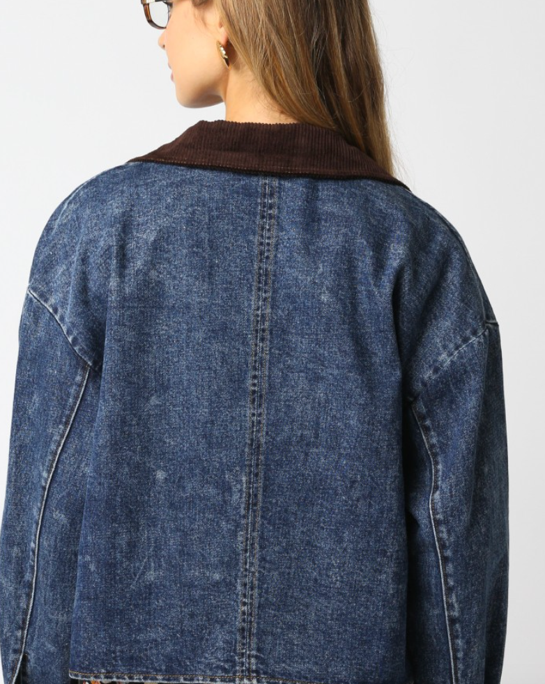 Denim Jacket with Collar Detail