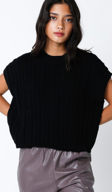 Alina Cable Knit Sweater Vest Top