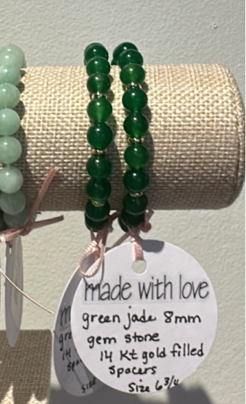Green Jade Beaded Bracelet by Kimberly Aman