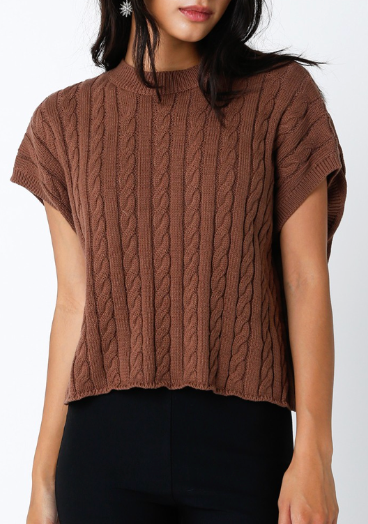 Alina Cable Knit Sweater Vest Top