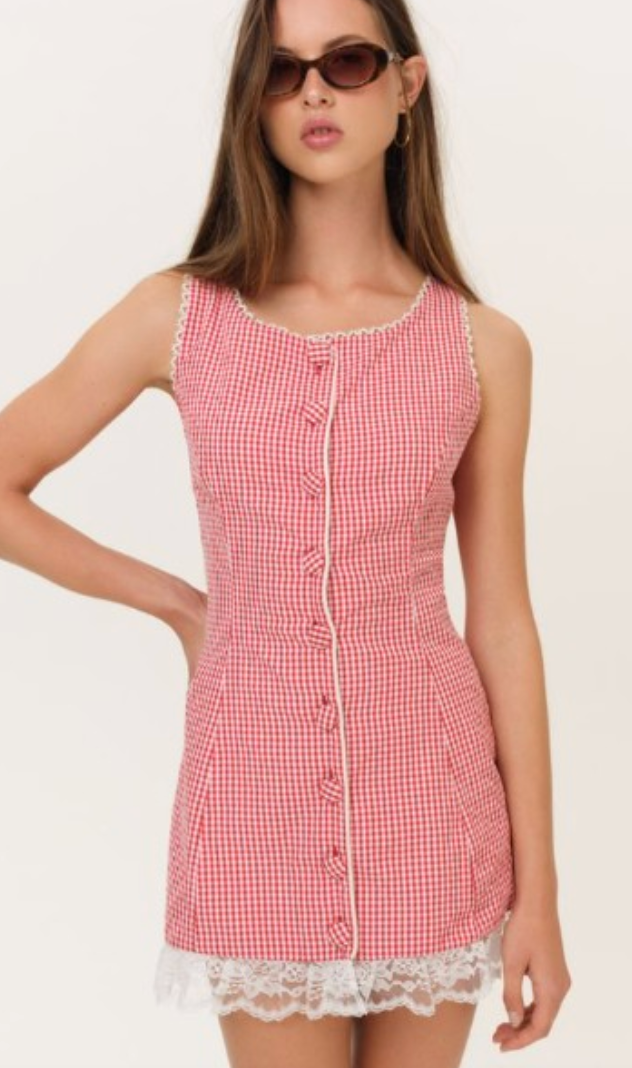Red Gingham Mini Dress by For Love and Lemons