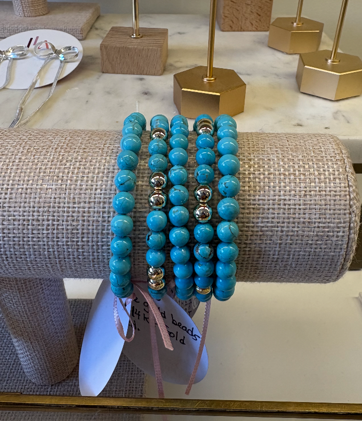 Turquoise colored Howlite Bracelets made by Kimberly Aman