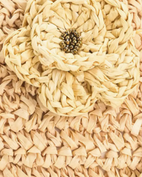 Flower Embellished Raffia Top Handle Bag or Crossbody Bag