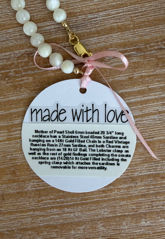 Mother of Pearl Shell Necklace with Fish Pendants by Kimberly Aman