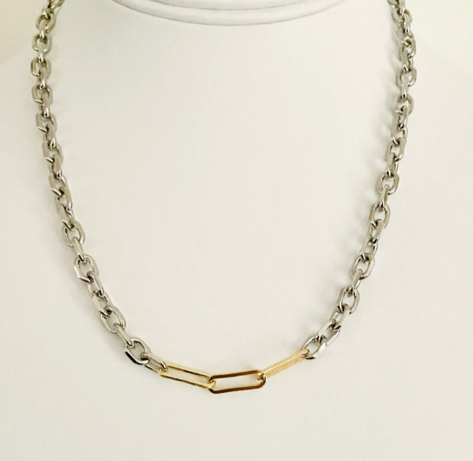 Two Tone Chain Necklace by Charzie Jewelry