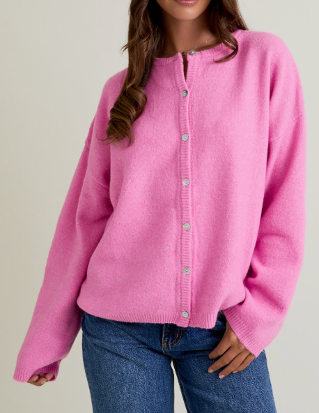 Pink Button Down Sweater Cardigan