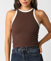 Ribbed Tank Top in Brown or Ecru