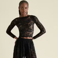 Alicea Black Lace Long Sleeve Top by Steve Madden