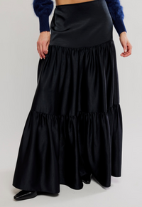 Black Satin Maxi Skirt by Free People