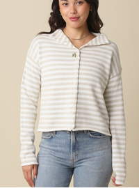 Striped Sweater Top (available in white or brown)