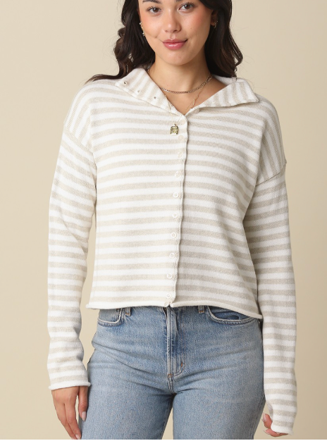 Striped Sweater Top (available in white or brown)