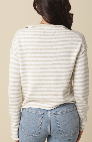 Striped Sweater Top (available in white or brown)