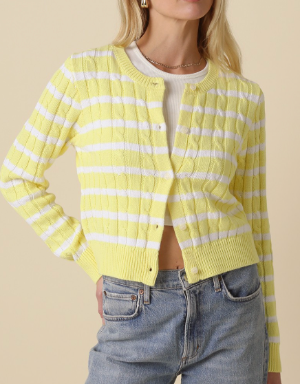 Yellow Striped Sweater Cardigan