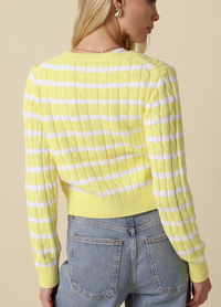 Yellow Striped Sweater Cardigan