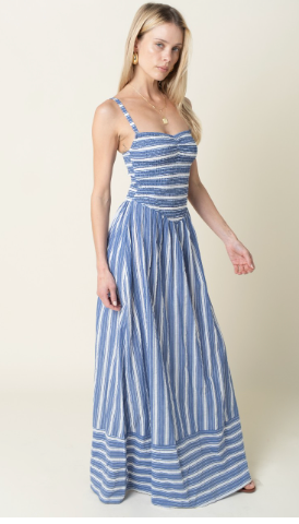 Blue Striped Maxi Dress