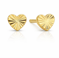 Gold Heart Stud Earrings by Jurate