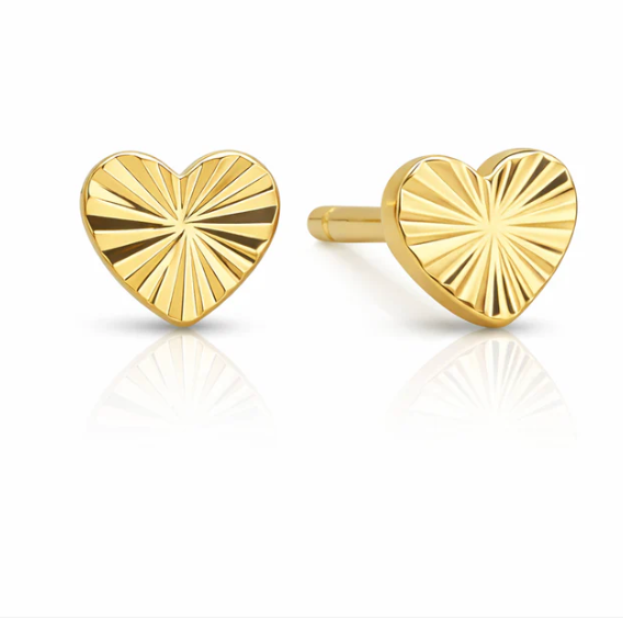 Gold Heart Stud Earrings by Jurate