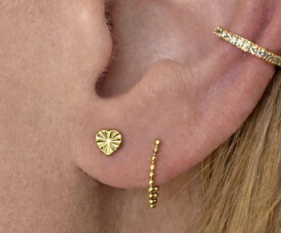 Gold Heart Stud Earrings by Jurate
