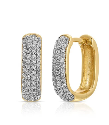 Pave Chain Hoop Earrings by Jurate