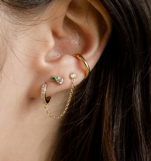 Double Piercing Earring by Jurate