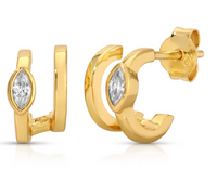 Marquise Illusion Huggie Hoop Earrings by Jurate