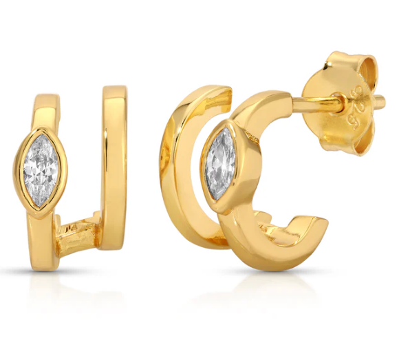 Marquise Illusion Huggie Hoop Earrings by Jurate