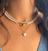 Heart Pearl Necklace by Jurate