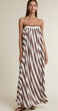 Brown Striped Maxi Dress